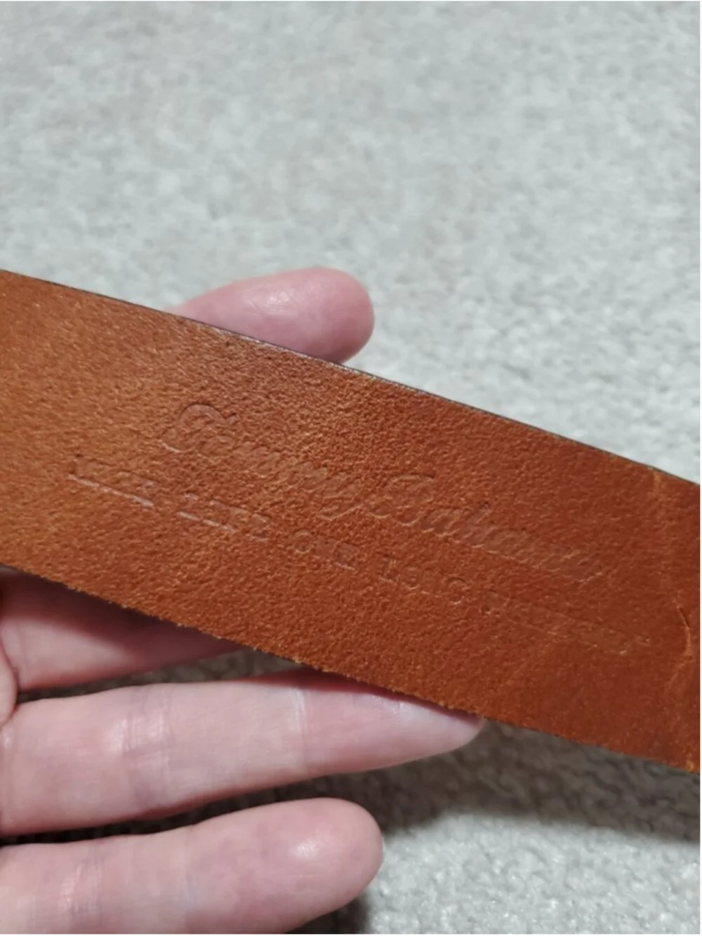 TOMMY BAHAMA Embossed Diagonal Stripe Leather Belt Brown 42 Preppy Golf Classic